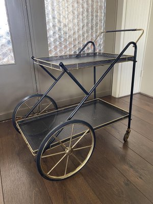 Vintage Regency Italian Brass and Metal Bar Cart, 1950s-DE-1403171