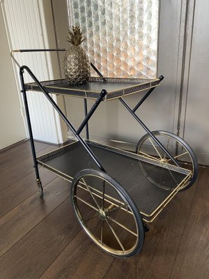 Vintage Regency Italian Brass and Metal Bar Cart, 1950s-DE-1403171