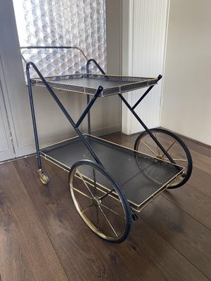 Vintage Regency Italian Brass and Metal Bar Cart, 1950s-DE-1403171