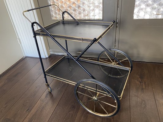 Vintage Regency Italian Brass and Metal Bar Cart, 1950s-DE-1403171