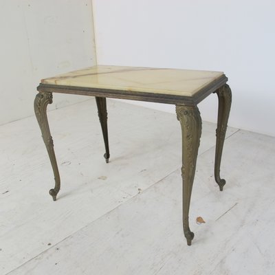 Vintage Regency Marble and Brass Side Table, 1950s-DE-714615