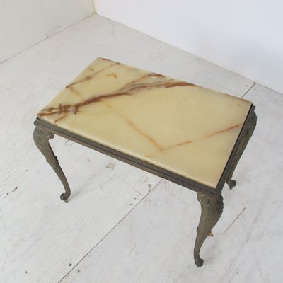 Vintage Regency Marble and Brass Side Table, 1950s-DE-714615