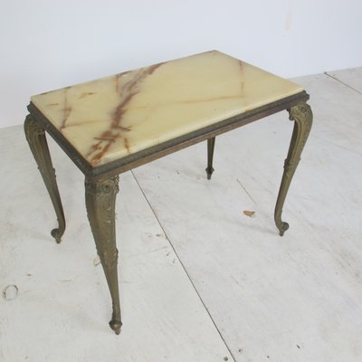 Vintage Regency Marble and Brass Side Table, 1950s-DE-714615