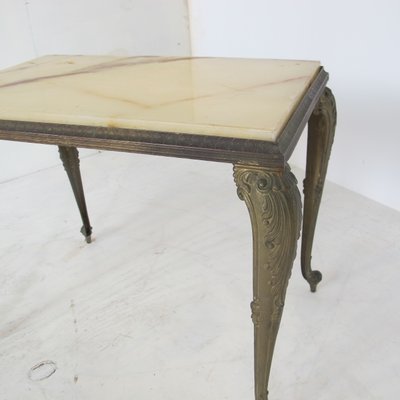 Vintage Regency Marble and Brass Side Table, 1950s-DE-714615