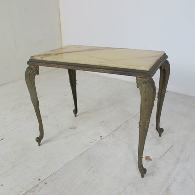 Vintage Regency Marble and Brass Side Table, 1950s-DE-714615