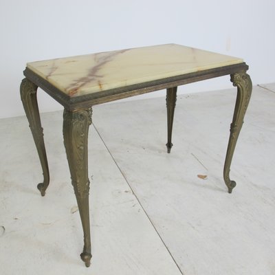 Vintage Regency Marble and Brass Side Table, 1950s-DE-714615