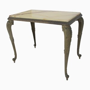 Vintage Regency Marble and Brass Side Table, 1950s-DE-714615