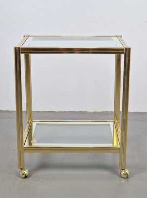 Vintage Regency Two-Tone Serving Trolley in Brass & Glass, 1970s-AXJ-2022555