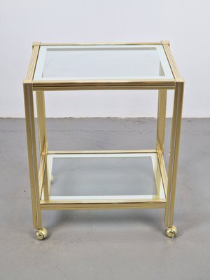 Vintage Regency Two-Tone Serving Trolley in Brass & Glass, 1970s-AXJ-2022555