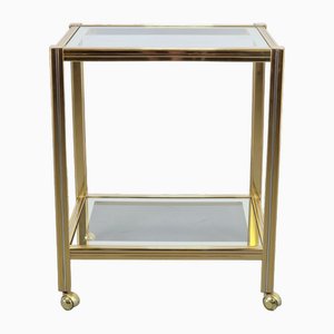 Vintage Regency Two-Tone Serving Trolley in Brass & Glass, 1970s-AXJ-2022555