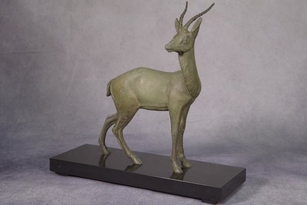 Vintage Regula Deer Sculpture on Marble Base, 1940s-NEN-2033929