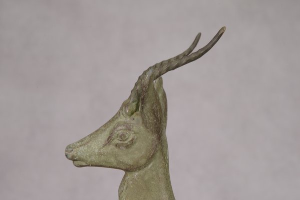 Vintage Regula Deer Sculpture on Marble Base, 1940s-NEN-2033929