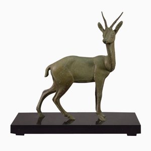 Vintage Regula Deer Sculpture on Marble Base, 1940s-NEN-2033929