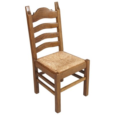 Vintage Renaissance Style Italian Carved Walnut and Straw Dining Chairs, 1950s, Set of 12-NJV-577213