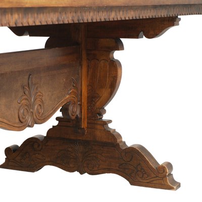 Vintage Renaissance Style Italian Carved Walnut Dining Table by Michele Bonciani-Cascina, 1940s-NJV-577243