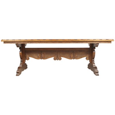 Vintage Renaissance Style Italian Carved Walnut Dining Table by Michele Bonciani-Cascina, 1940s-NJV-577243