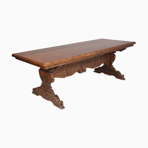 Vintage Renaissance Style Italian Carved Walnut Dining Table by Michele Bonciani-Cascina, 1940s-NJV-577243