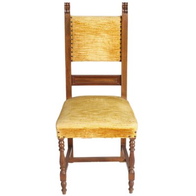 Vintage Renaissance Style Italian Walnut Dining Chairs, 1930s, Set of 6-NJV-575135