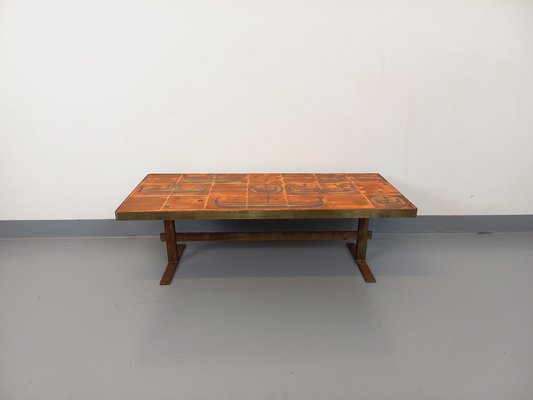 Vintage Roche-Bobois Coffee Table in Steel and Ceramic, 1970s-AHO-1755974