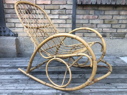 Vintage Rocking Chair in Bamboo, 1970s-EXJ-1399261