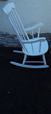 Vintage Rocking Chair in White-Painted Beech, 1970s-HOI-1731960