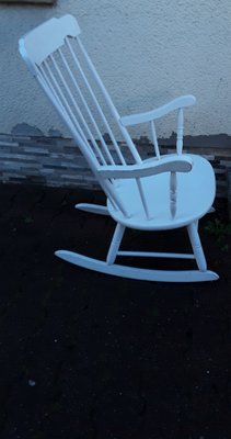 Vintage Rocking Chair in White-Painted Beech, 1970s-HOI-1731960