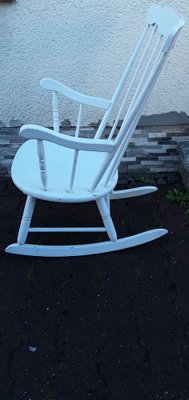 Vintage Rocking Chair in White-Painted Beech, 1970s-HOI-1731960