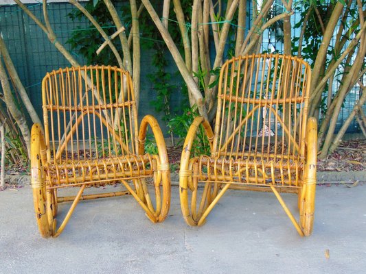 Vintage Rocking Chairs in Bamboo, Set of 2-GZF-1338297