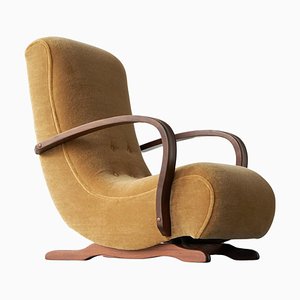 Vintage Rocking Lounge Chair in Mohair and Wood, 1930s-FEW-2024243