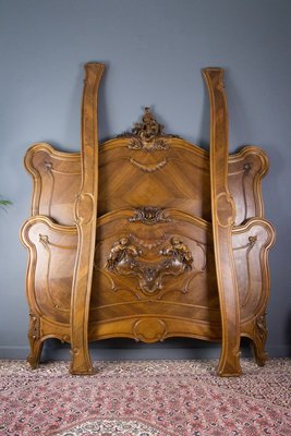 Vintage Rococo Style French Carved Walnut Bed Frame, 1920s-KEG-553816