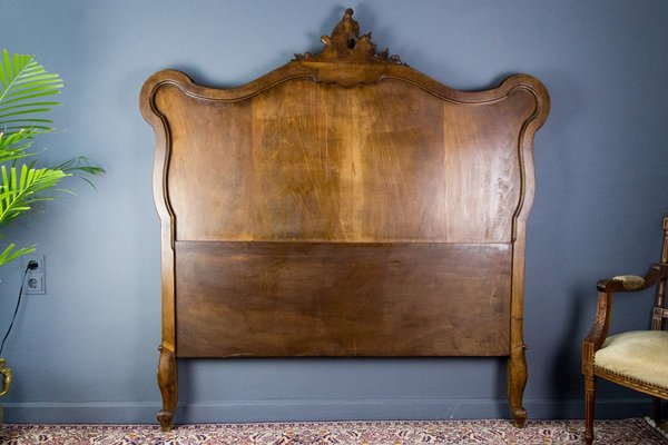 Vintage Rococo Style French Carved Walnut Bed Frame, 1920s-KEG-553816