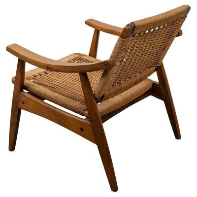 Vintage Rope Woven Lounge Chair in the style of Hans Wegner, 1960s-KL-2016931