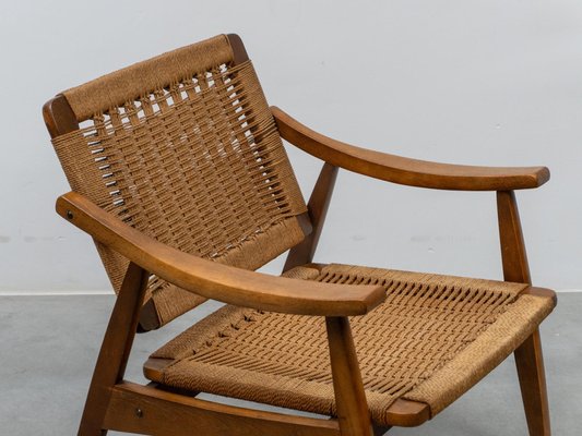 Vintage Rope Woven Lounge Chair in the style of Hans Wegner, 1960s-KL-2016931