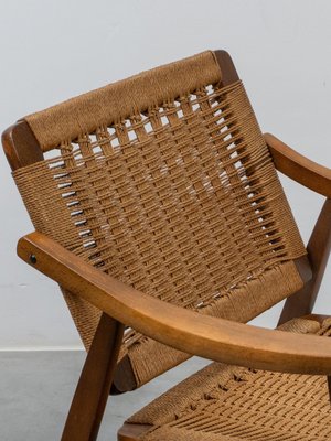 Vintage Rope Woven Lounge Chair in the style of Hans Wegner, 1960s-KL-2016931