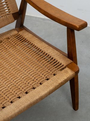 Vintage Rope Woven Lounge Chair in the style of Hans Wegner, 1960s-KL-2016931