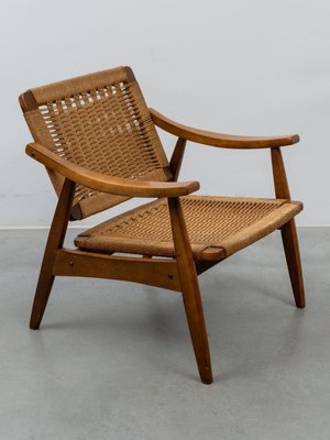 Vintage Rope Woven Lounge Chair in the style of Hans Wegner, 1960s-KL-2016931