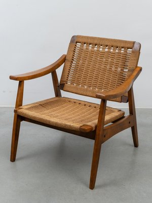 Vintage Rope Woven Lounge Chair in the style of Hans Wegner, 1960s-KL-2016931