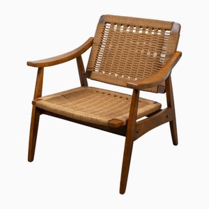 Vintage Rope Woven Lounge Chair in the style of Hans Wegner, 1960s-KL-2016931