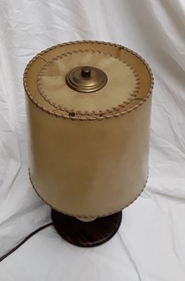 Vintage Rosewood and Leather Table Lamp, 1920s-HOI-571936