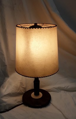 Vintage Rosewood and Leather Table Lamp, 1920s-HOI-571936