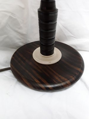 Vintage Rosewood and Leather Table Lamp, 1920s-HOI-571936