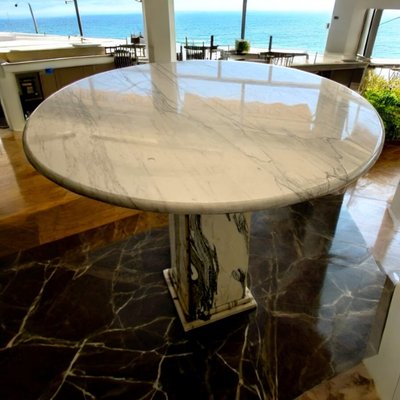 Vintage Round Carrera Marble Table with Base-TCS-2036115