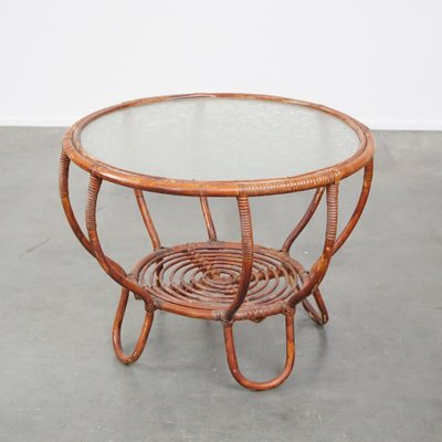 Vintage Round Coffee Table in Rattan-HPP-2041629