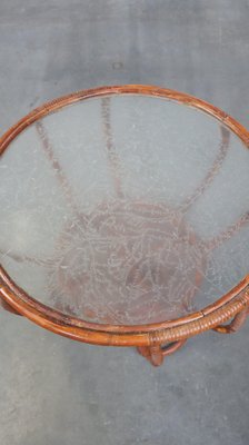 Vintage Round Coffee Table in Rattan-HPP-2041629