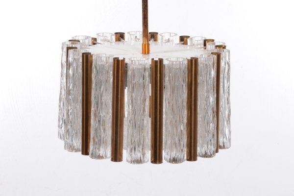 Vintage Round Crystal Ice Glass Chandelier from Kaiser Idell / Kaiser Leuchten, 1960s-EZZ-1215668