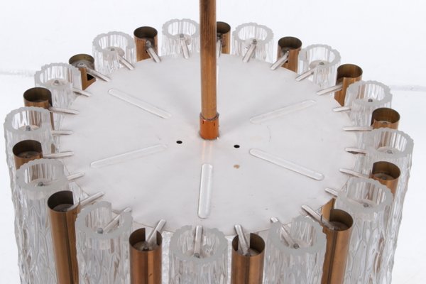 Vintage Round Crystal Ice Glass Chandelier from Kaiser Idell / Kaiser Leuchten, 1960s-EZZ-1215668