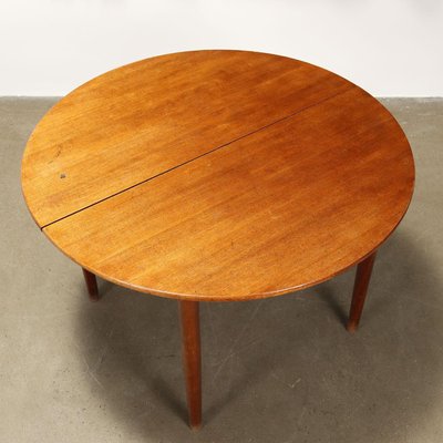 Vintage Round Dining Table in Teak & Veneer, Italy, 1960s-VMM-2042312