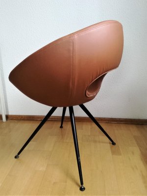 Vintage Round Lounge Chair in Cognac Faux-Leather, 1980s-NKJ-1295635