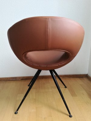 Vintage Round Lounge Chair in Cognac Faux-Leather, 1980s-NKJ-1295635