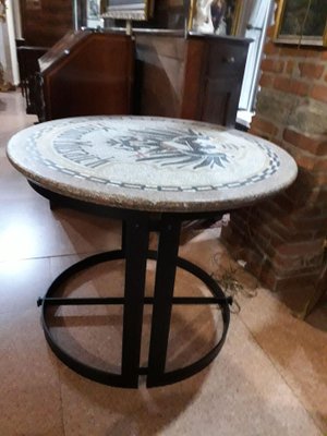 Vintage Round Mosaic Top Coffee Table-AKA-688903